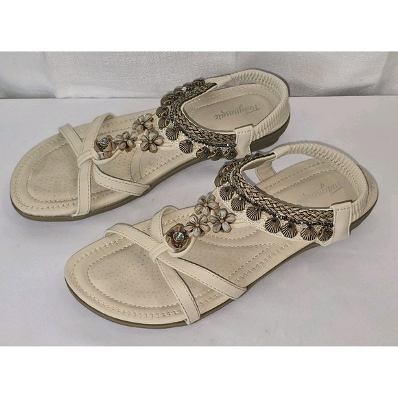 FUDYNMALC Sandals Thongs Flip Flops Womens Comfortable Bejeweled Size EU 40 US 9 - Picture 1 of 9